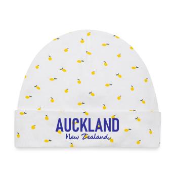 Auckland - New Zealand - Aotearoa - Neuseeland - Baby Premium Organic Mütze - Weiß/Zitronengelb - Vorne