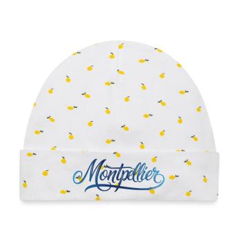 Abstraktes Montpellier Farbenspiel auf Streetwear - Baby Premium Organic Mütze - Weiß/Zitronengelb - Vorne