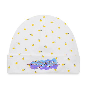 Flamingos auf der Straße - Baby Premium Organic Mütze - Weiß/Zitronengelb - Vorne
