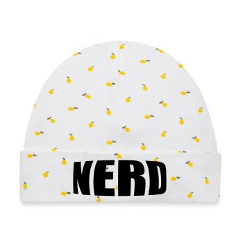 NERD - Baby Premium Organic Mütze - Weiß/Zitronengelb - Vorne
