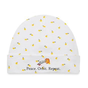 Peace Orbit Wiederholungsrakete - Baby Premium Organic Mütze - Weiß/Zitronengelb - Vorne