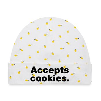 Akzeptiert Cookies - Baby Premium Organic Mütze - Weiß/Zitronengelb - Vorne