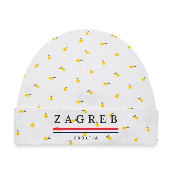 Stadt Zagreb, Kroatien - Baby Premium Organic Mütze - Weiß/Zitronengelb - Vorne