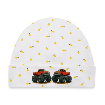 Monster-Truck Duell Im Schlamm - Baby Premium Organic Mütze - Weiß/Zitronengelb - Vorne