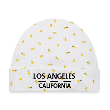 Los Angeles, Kalifornien - Baby Premium Organic Mütze - Weiß/Zitronengelb - Vorne