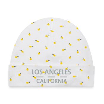 Los Angeles, Kalifornien - Baby Premium Organic Mütze - Weiß/Zitronengelb - Vorne