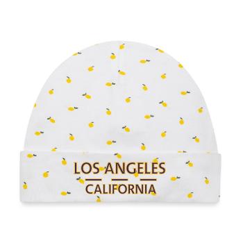 Los Angeles, Kalifornien - Baby Premium Organic Mütze - Weiß/Zitronengelb - Vorne