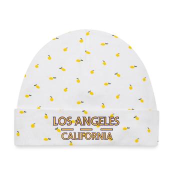 Los Angeles, Kalifornien Retro-Typografie - Baby Premium Organic Mütze - Weiß/Zitronengelb - Vorne