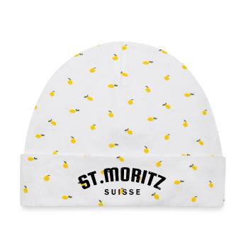 St. Moritz - Suisse - Schweiz - Swiss - Baby Premium Organic Mütze - Weiß/Zitronengelb - Vorne