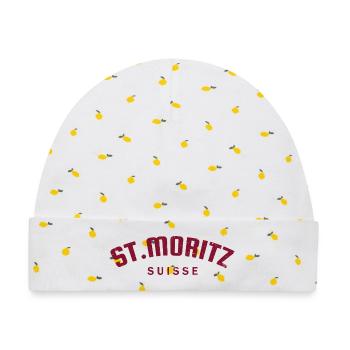 St. Moritz - Suisse - Schweiz - Swiss - Baby Premium Organic Mütze - Weiß/Zitronengelb - Vorne