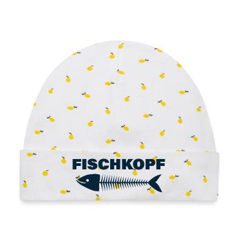 FISCHKOPF - Baby Premium Organic Mütze - Weiß/Zitronengelb - Vorne