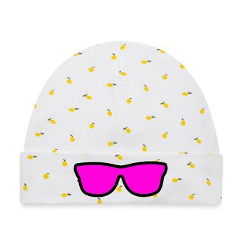 Sonnenbrille - Baby Premium Organic Mütze - Weiß/Zitronengelb - Vorne
