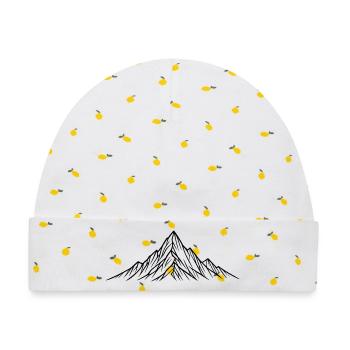Nachtliche Bergsilhouette - Baby Premium Organic Mütze - Weiß/Zitronengelb - Vorne