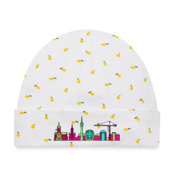 Glasgow City Skyline Clyde Arc Moderne Linienkunst - Baby Premium Organic Mütze - Weiß/Zitronengelb - Vorne