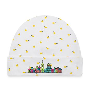Bern City Skyline Zytglogge Moderne Linienkunst - Baby Premium Organic Mütze - Weiß/Zitronengelb - Vorne