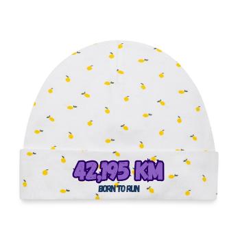 42,195 km. Marathon - Baby Premium Organic Mütze - Weiß/Zitronengelb - Vorne