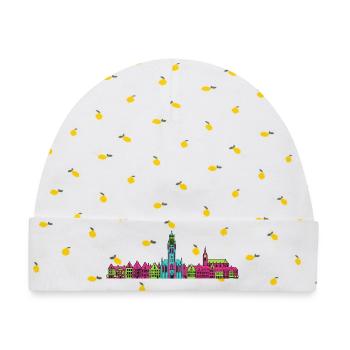 Genter Stadtsilhouette Drei Türme Moderne Kunst - Baby Premium Organic Mütze - Weiß/Zitronengelb - Vorne