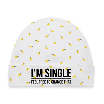 Single Sprüche Singles Lustiges Single Geschenk - Baby Premium Organic Mütze - Weiß/Zitronengelb - Vorne