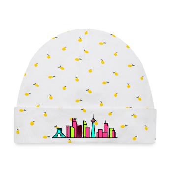 Teheraner Stadtsilhouette Azadi-Turm Moderne Kunst - Baby Premium Organic Mütze - Weiß/Zitronengelb - Vorne