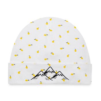 Berge Alpen - Baby Premium Organic Mütze - Weiß/Zitronengelb - Vorne
