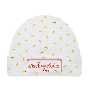 Fisch sucht Köder Vintage Angeln - Baby Premium Organic Mütze - Weiß/Zitronengelb - Vorne