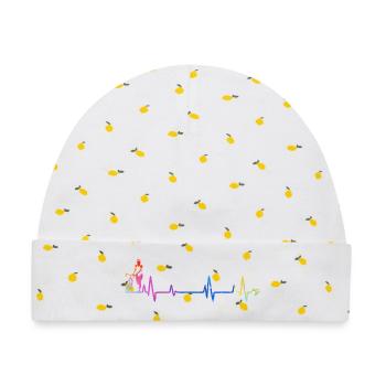 Regenbogen Puls Silhouette - Baby Premium Organic Mütze - Weiß/Zitronengelb - Vorne