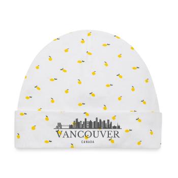 Vancouver, Kanada, Vancouver Skyline - Baby Premium Organic Mütze - Weiß/Zitronengelb - Vorne