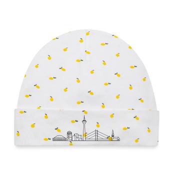 Düsssledorf Skyline Rheinturm Stadt Shirt Geschenk - Baby Premium Organic Mütze - Weiß/Zitronengelb - Vorne