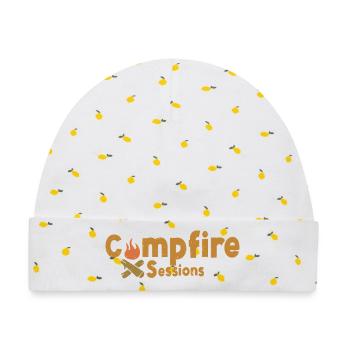 Campfire Sessions – Cozy Outdoor Camp Design - Baby Premium Organic Mütze - Weiß/Zitronengelb - Vorne