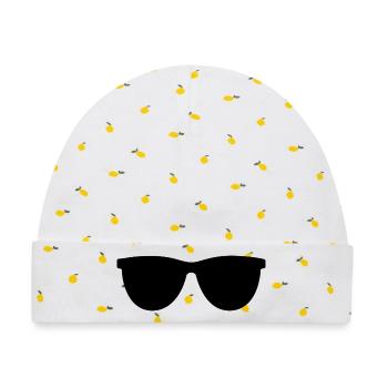 Sonnenbrille - Baby Premium Organic Mütze - Weiß/Zitronengelb - Vorne