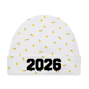 2026- - Baby Premium Organic Mütze - Weiß/Zitronengelb - Vorne