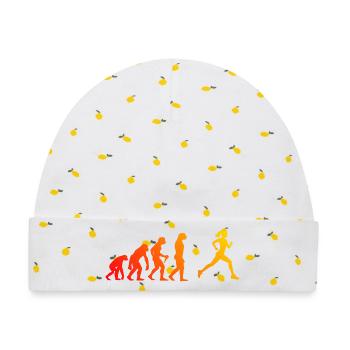 Geschenkidee für eine Running mit Running - Baby Premium Organic Mütze - Weiß/Zitronengelb - Vorne