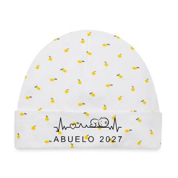 Futuro Abuelo 2027 Latido Corazón Anuncio Embarazo - Baby Premium Organic Mütze - Weiß/Zitronengelb - Vorne