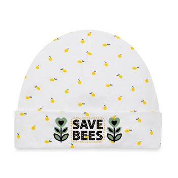  Save Bees Bienen Blumen Naturschutz Imker - Baby Premium Organic Mütze - Weiß/Zitronengelb - Vorne