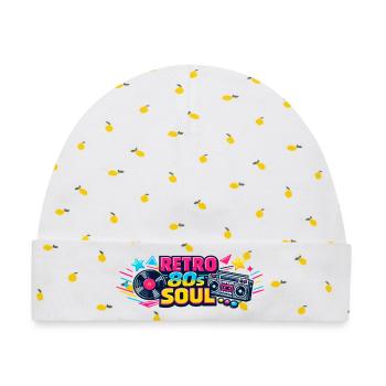Retro 80er Soul Boombox - Baby Premium Organic Mütze - Weiß/Zitronengelb - Vorne