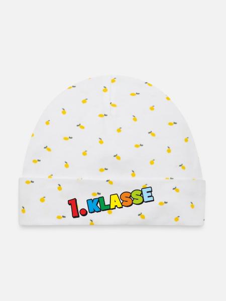 1. Klasse - Bunte Buchstaben Schulanfang Design - Baby Premium Organic Mütze - Weiß/Zitronengelb