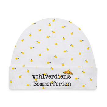 Wohlverdiente Sommerferien - Baby Premium Organic Mütze - Weiß/Zitronengelb - Vorne