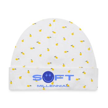 Soft Millennial Logo - Baby Premium Organic Mütze - Weiß/Zitronengelb - Vorne