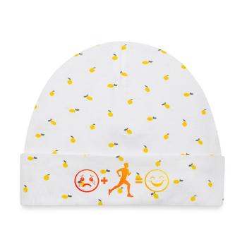 Geschenkidee für einen Running mit Running - Baby Premium Organic Mütze - Weiß/Zitronengelb - Vorne