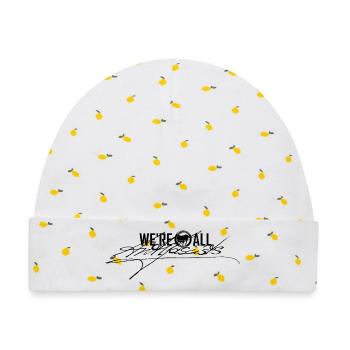 WE'RE ALL ANTIFASCISTS Signature black - Baby Premium Organic Mütze - Weiß/Zitronengelb - Vorne