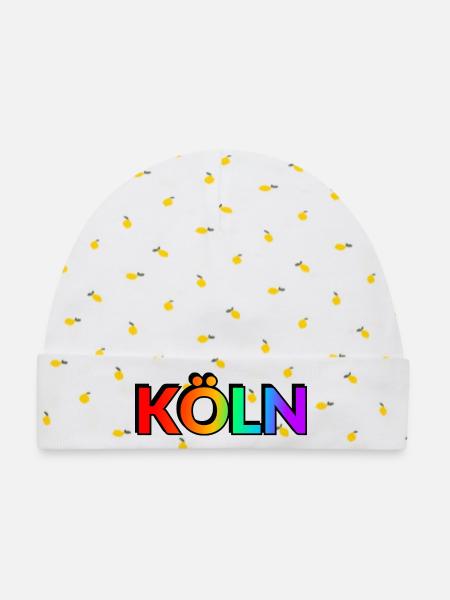 Koeln LGBTQ Rainbow Gay Pride - Baby Premium Organic Mütze - Weiß/Zitronengelb