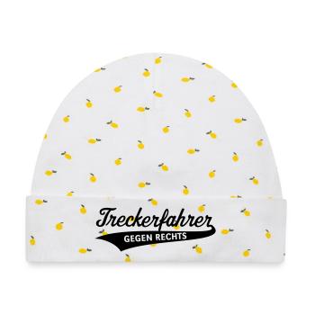 Treckerfahrer Gegen Rechts (Trecker Traktor / V4B) - Baby Premium Organic Mütze - Weiß/Zitronengelb - Vorne