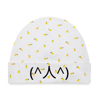 Bittendes Emote (^人^) danke Kaomoji - Baby Premium Organic Mütze - Weiß/Zitronengelb - Vorne