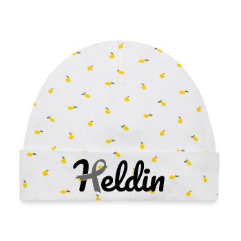 Heldin Krebs - Baby Premium Organic Mütze - Weiß/Zitronengelb - Vorne