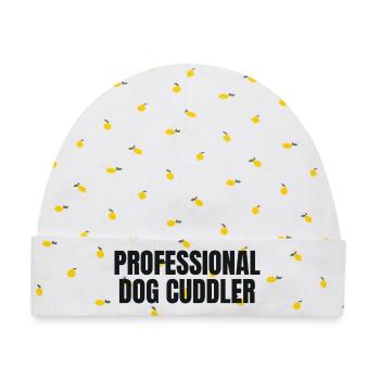 Professional Dog Cuddler - Hunde Shirt - Baby Premium Organic Mütze - Weiß/Zitronengelb - Vorne