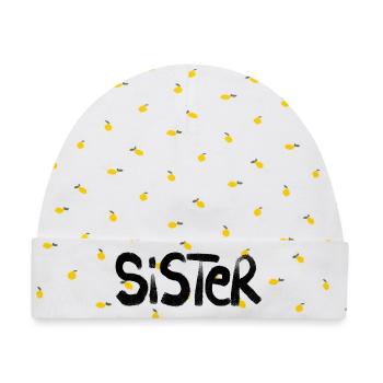 Sister - Baby Premium Organic Mütze - Weiß/Zitronengelb - Vorne