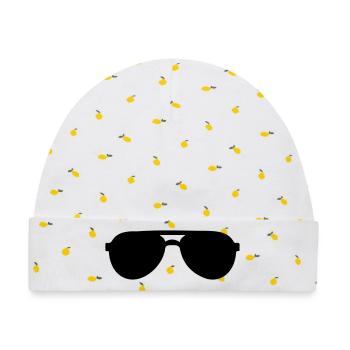 Sonnenbrille - Baby Premium Organic Mütze - Weiß/Zitronengelb - Vorne
