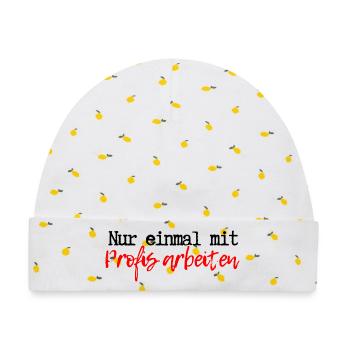 Nur einmal mit Profis arbeiten - Baby Premium Organic Mütze - Weiß/Zitronengelb - Vorne