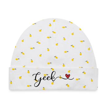 Geek - Baby Premium Organic Mütze - Weiß/Zitronengelb - Vorne