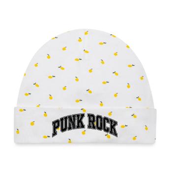 Punk Rock Schriftzug - Baby Premium Organic Mütze - Weiß/Zitronengelb - Vorne